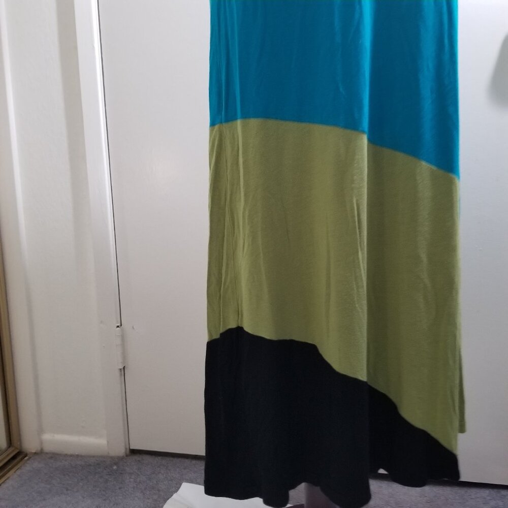 XOXO Maxi Long Dress in multi-colors (blue, green, black), size M - Picture 2 of 13